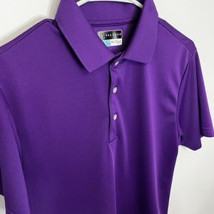PGA Tour Men's Polo Golf Airflux Purple Short Sleeve Shirt Small New Without Tag